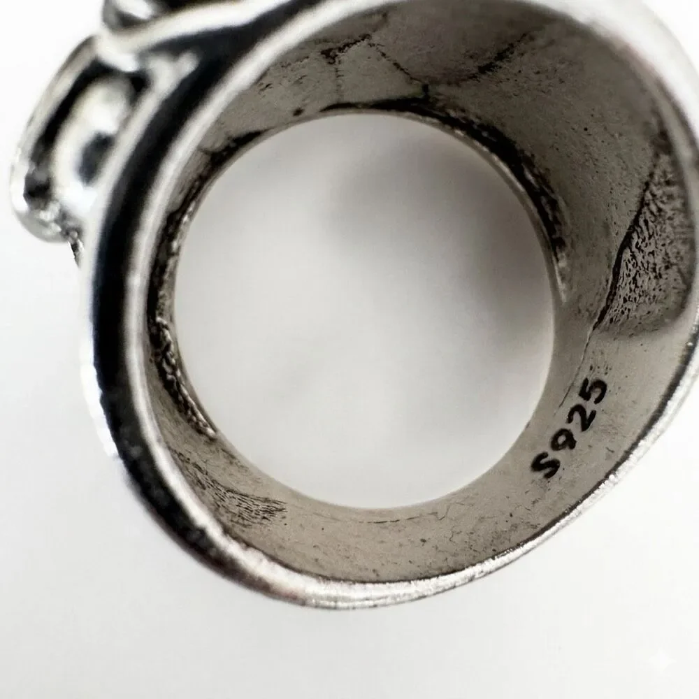Vintage Sterling Silver Chunky Rose Statement Ring Size 7